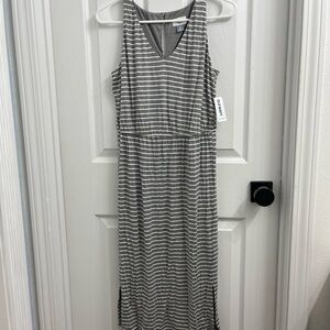 Old Navy Gray and White Striped Dress
